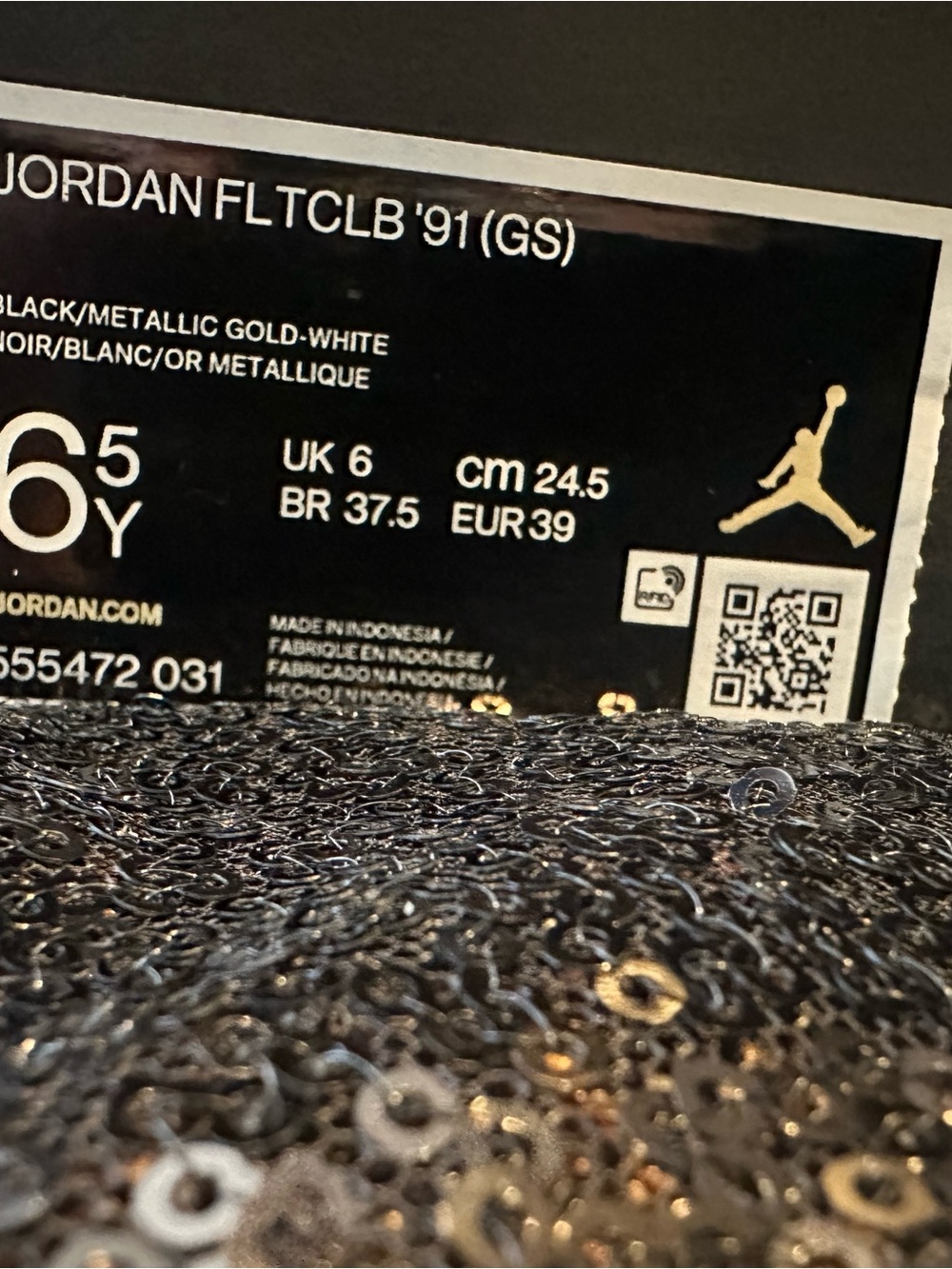 Jordan Box Label Black with Metallic Gold Jumpman